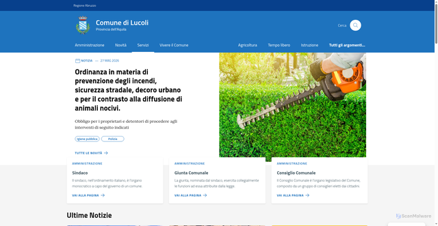 Security scan screenshot of https://www.comune.lucoli.aq.it
