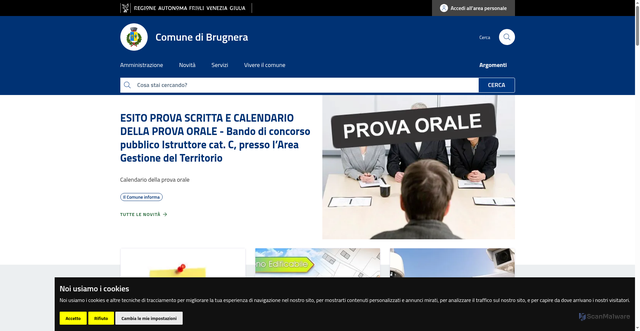 Security scan screenshot of https://www.comune.brugnera.pn.it/