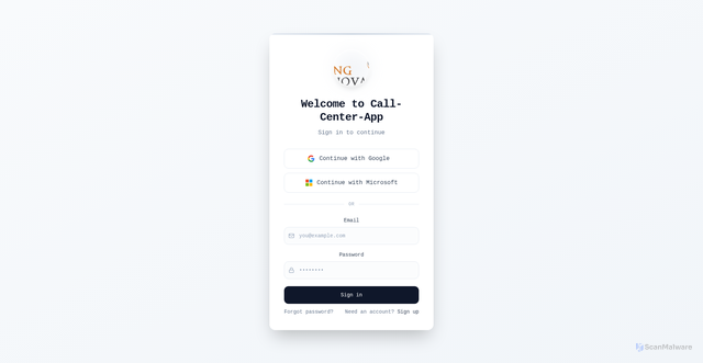 Security scan screenshot of https://call-center-app.com/