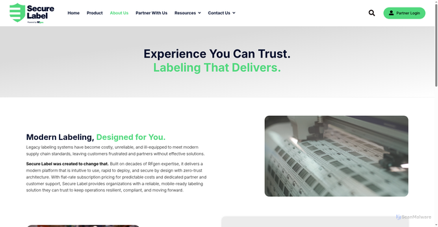 Security scan screenshot of https://securelabel.com/?p=21