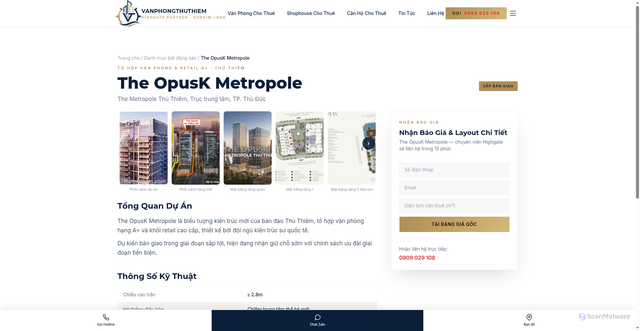 Security scan screenshot of https://vanphongthuthiem.com/the-opusk-metropole/