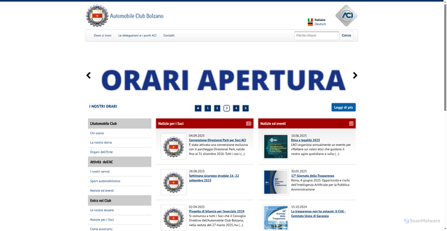 Security scan screenshot of https://bolzano.aci.it/