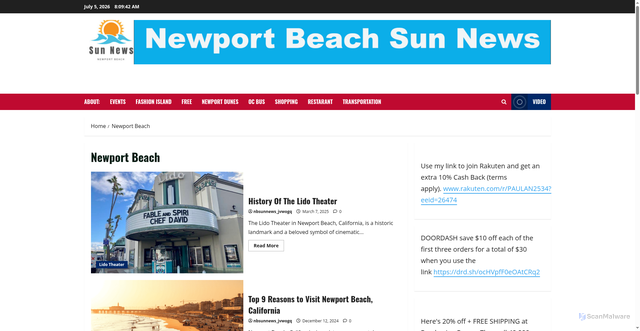 Security scan screenshot of https://www.nbsunnews.com/tag/newport-beach/