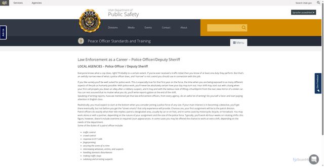 Security scan screenshot of https://post.utah.gov/prospective-officers/career1/