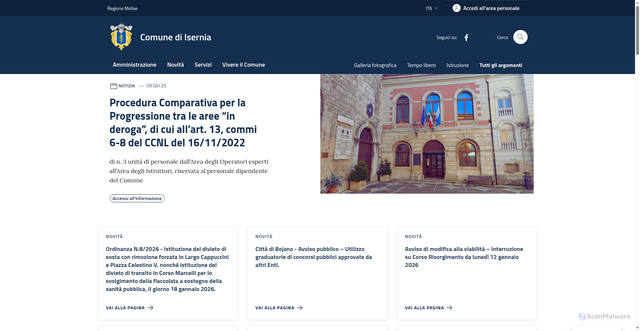 Security scan screenshot of https://comune.isernia.it/