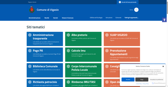 Security scan screenshot of https://comune.vigasio.vr.it/