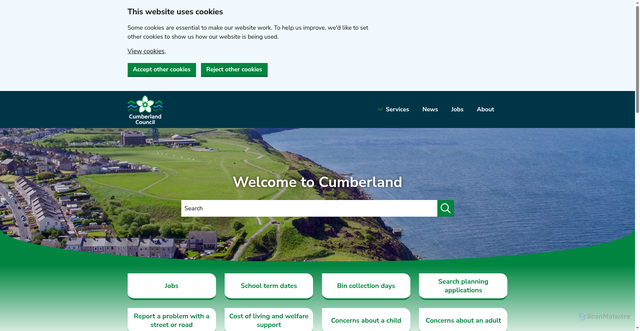 Security scan screenshot of https://www.cumberland.gov.uk/
