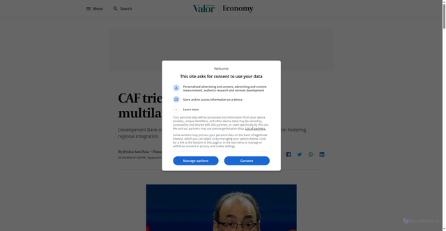 Security scan screenshot of https://valorinternational.globo.com/economy/news/2026/01/28/caf-tries-to-fill-gap-left-by-multilateral-lenders.ghtml
