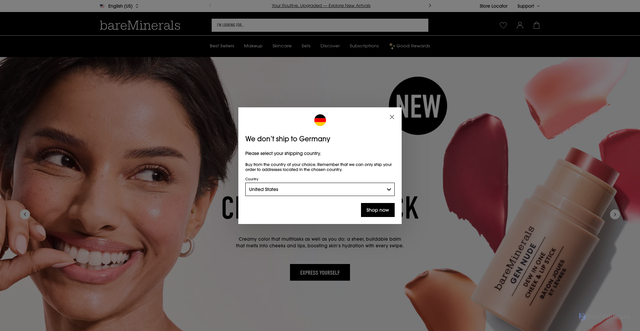 Security scan screenshot of https://www.bareminerals.com