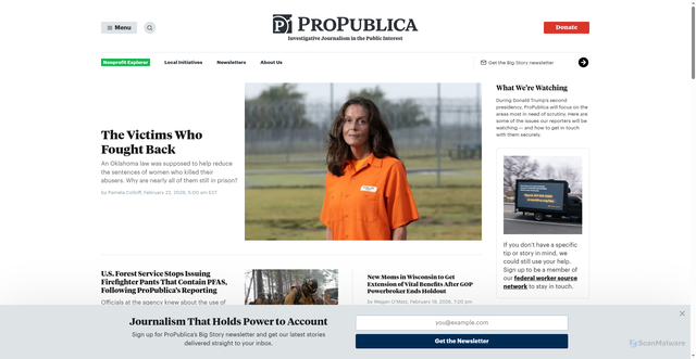 Security scan screenshot of https://propublica.net