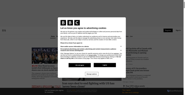Security scan screenshot of http://www.bbc.co.uk