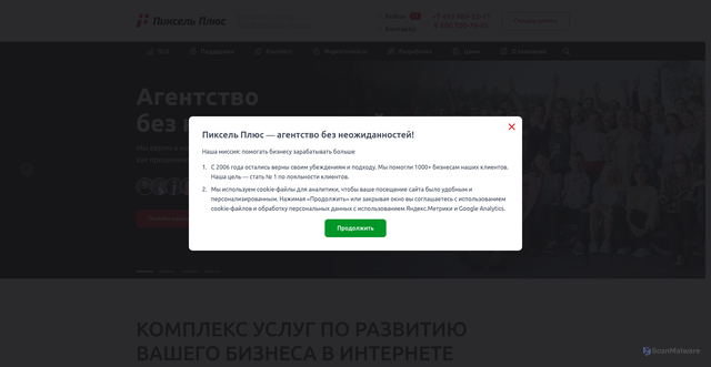 Security scan screenshot of https://pixelplus.ru