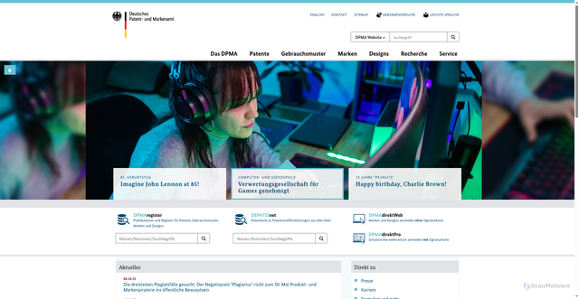 Security scan screenshot of https://www.dpma.de/