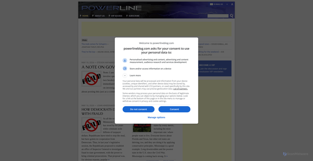 Security scan screenshot of https://www.powerlineblog.com