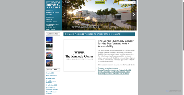 Security scan screenshot of https://miamidadearts.org/john-f-kennedy-center-performing-arts