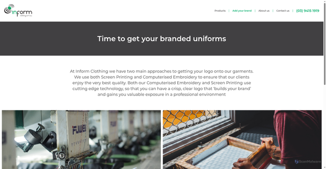 Security scan screenshot of https://informclothing.com.au/add-your-brand/