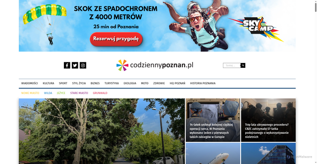 Security scan screenshot of https://codziennypoznan.pl