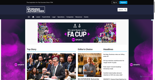 Security scan screenshot of https://www.morningadvertiser.co.uk