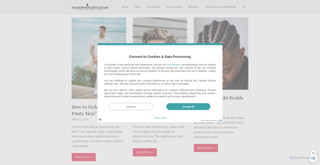 Security scan screenshot of https://moderngentlemanmagazine.com