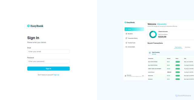 Security scan screenshot of https://easy-bank-eta-inky.vercel.app/