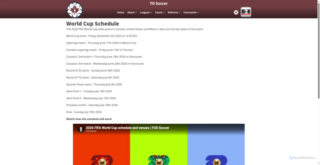 Security scan screenshot of https://tosoccer.net/world-cup-schedule/