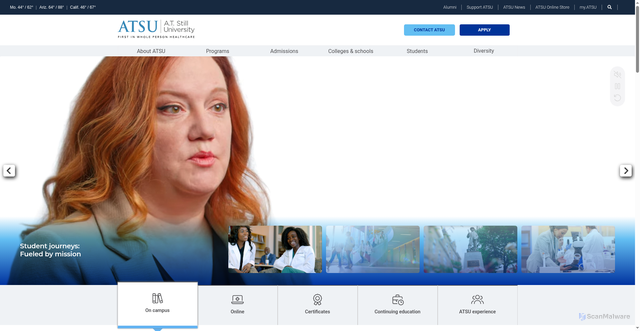 Security scan screenshot of https://www.atsu.edu/