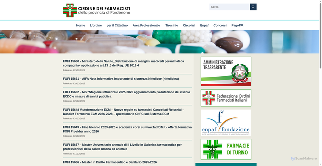Security scan screenshot of https://www.farmacistipn.it/it/home