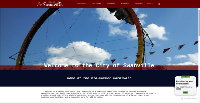 Security scan screenshot of https://swanvillemn.gov/