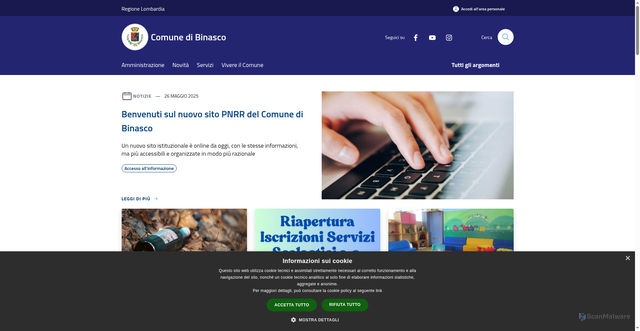 Security scan screenshot of https://www.comune.binasco.mi.it/it