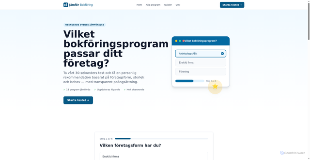 Security scan screenshot of https://jamforbokforing.se