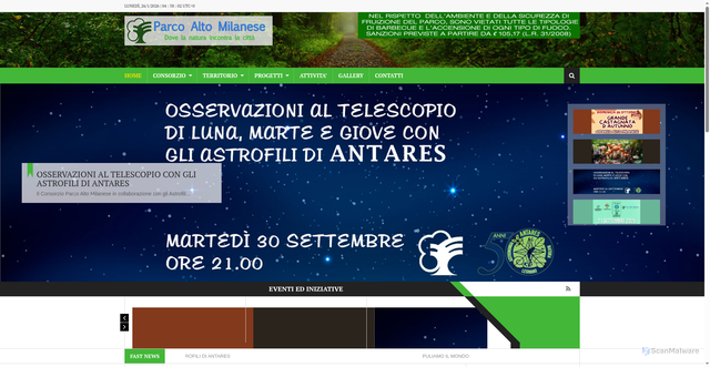 Security scan screenshot of https://www.parcoaltomilanese.it/