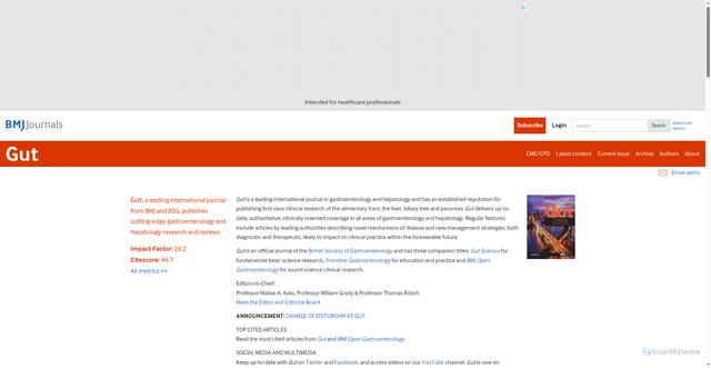 Security scan screenshot of https://gut.bmj.com