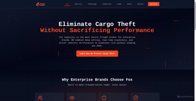 Security scan screenshot of https://foxlogistics.com