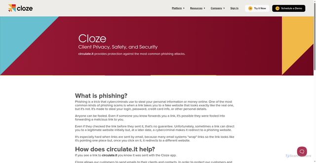 Security scan screenshot of https://circulate.it