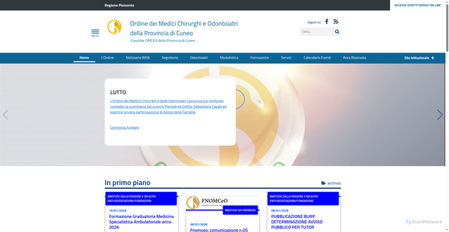 Security scan screenshot of https://www.omceo.cuneo.it/