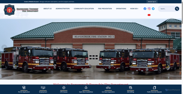 Security scan screenshot of https://beavercreekfireoh.gov/