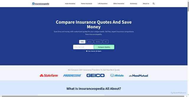 Security scan screenshot of https://www.insuranceopedia.com/