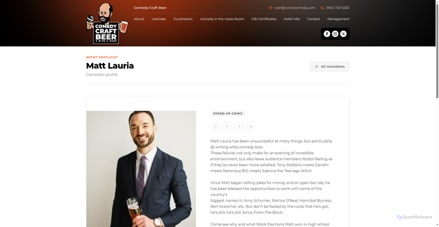 Security scan screenshot of https://www.comedycraftbeer.com/comedians/matt-lauria