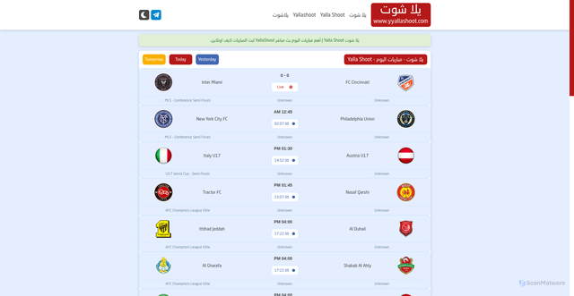 Security scan screenshot of https://www.yyallashoot.com/