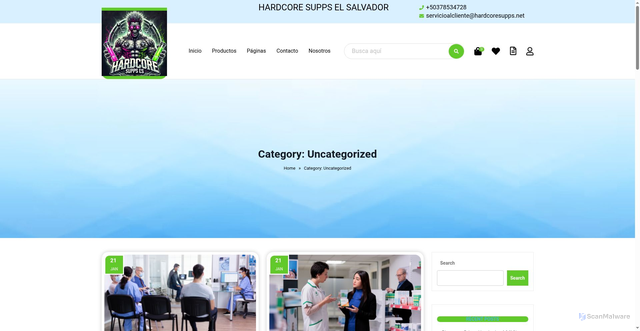 Security scan screenshot of https://hardcoresupps.net/category/uncategorized/