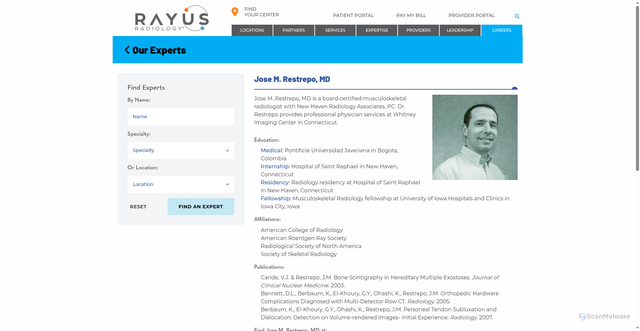 Security scan screenshot of https://rayusradiology.com/expertise/radiologists/dr-jose-m-restrepo-md/