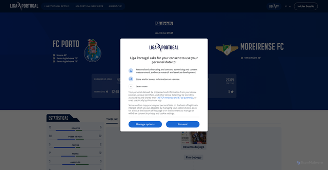 Security scan screenshot of https://www.ligaportugal.pt/match/20242025/ligaportugalbetclic/32/5?tab=match_timeline