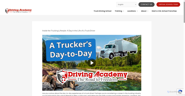 Security scan screenshot of https://www.cdldrivingacademy.com/video/inside-the-trucking-lifestyle-a-day-in-the-life-of-a-truck-driver/