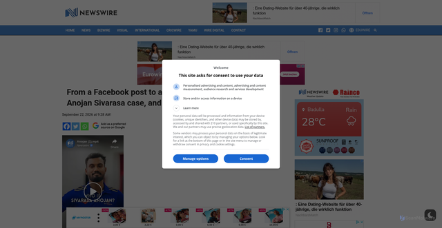 Security scan screenshot of https://www.newswire.lk/2026/09/22/from-a-facebook-post-to-a-death-sentence-the-anojan-sivarasa-case-and-what-sri-lanka-is-doing-now/