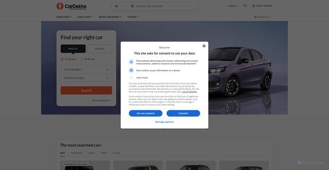 Security scan screenshot of https://cardekho.com