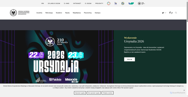 Security scan screenshot of https://www.sggw.edu.pl/