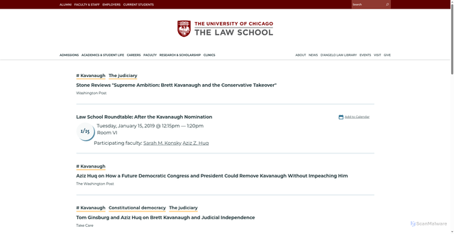 Security scan screenshot of https://www.law.uchicago.edu/current-issues/kavanaugh