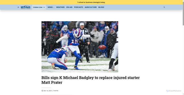 Security scan screenshot of https://wtaq.com/2025/12/16/bills-sign-k-michael-badgley-to-replace-injured-starter-matt-prater/