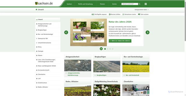 Security scan screenshot of https://umwelt.sachsen.de