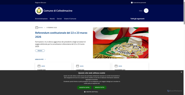 Security scan screenshot of https://www.comune.colledimacine.ch.it